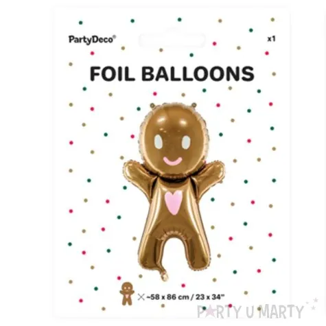 balon foliowy ciasteczkowy ludzik brazowy partydeco 34 shp