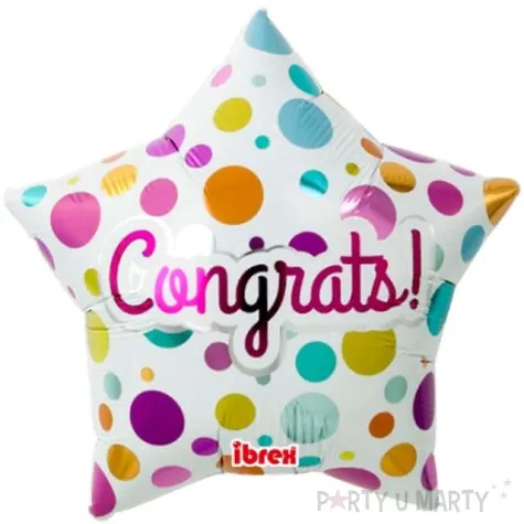 balon foliowy congrats bialy w kropki takarakosan 15 str