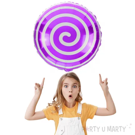 balon foliowy cukierek lizak spirala fioletowy arpex 18 rnd