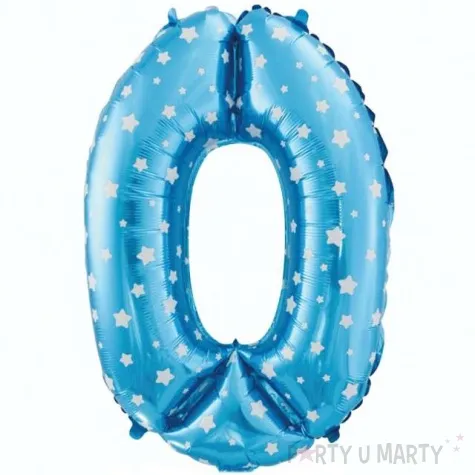 balon foliowy cyfra 0 biale gwiazdki niebieski godan 26 dgt