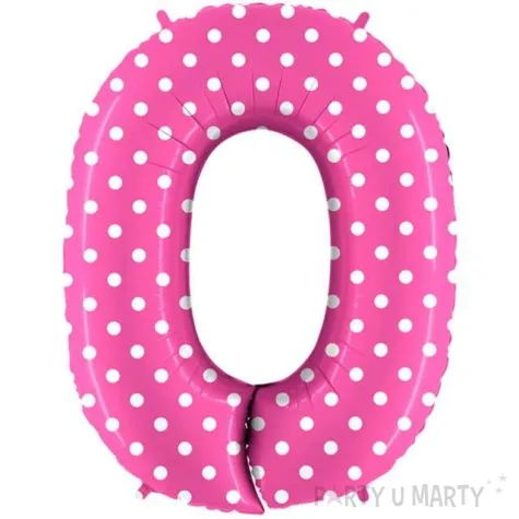 balon foliowy cyfra 0 biale kropki fuksja grabo 40 dgt