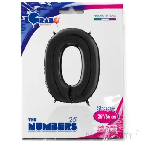 balon foliowy cyfra 0 czarny grabo 26 dgt