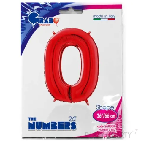 balon foliowy cyfra 0 czerwony grabo 26 dgt