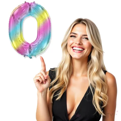 balon foliowy cyfra 0 gradient pastelowy flexmetal 34 dgt