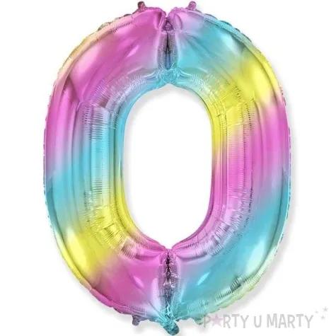 balon foliowy cyfra 0 gradient pastelowy flexmetal 34 dgt