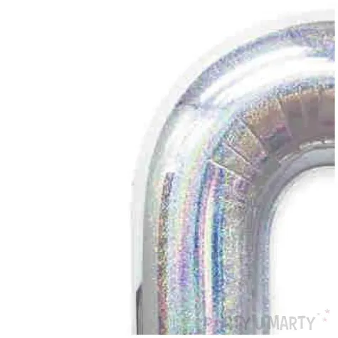 balon foliowy cyfra 0 holograficzna srebrna partypal 40 dgt