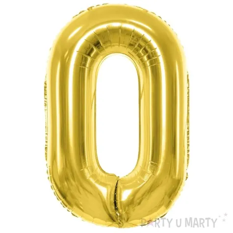 balon foliowy cyfra 0 jasnozloty partydeco 34 dgt