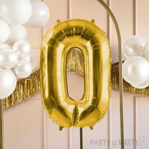 balon foliowy cyfra 0 jasnozloty partydeco 34 dgt