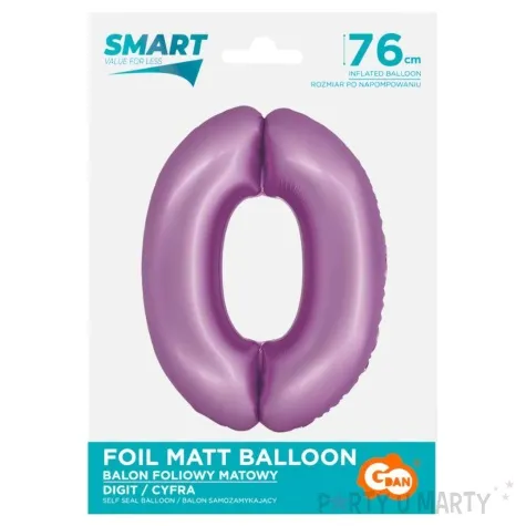 balon foliowy cyfra 0 lawendowy matowy godan 30 dgt