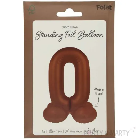 balon foliowy cyfra 0 mat stojaca braz czekoladowy folat 28 dgt