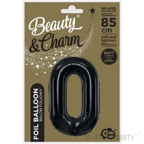 balon foliowy cyfra 0 matowa czarny godan 33 dgt