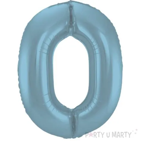 balon foliowy cyfra 0 metaliczny mat niebieski pastelowy folat 34 dgt