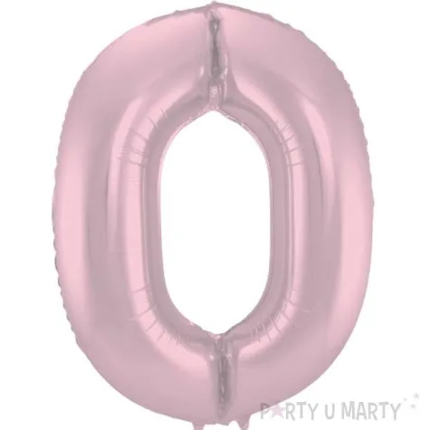balon foliowy cyfra 0 metaliczny mat rozowy pastelowy folat 34 dgt