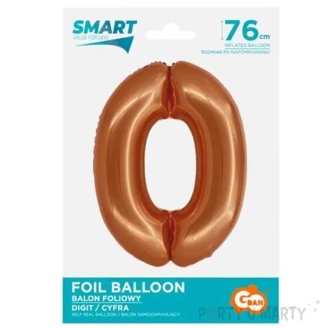 balon foliowy cyfra 0 miedziany godan 30 dgt