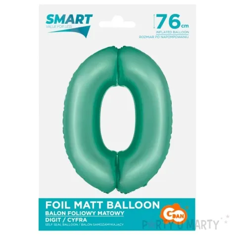 balon foliowy cyfra 0 mietowy matowy godan 30 dgt
