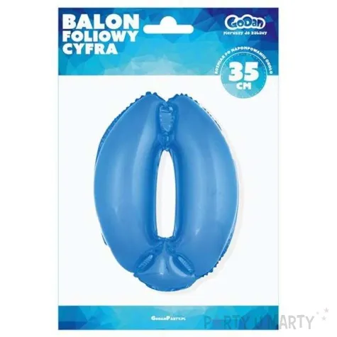 balon foliowy cyfra 0 niebieski godan 14 dgt