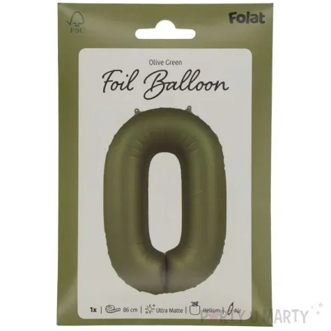 balon foliowy cyfra 0 oliwkowy folat 34 dgt