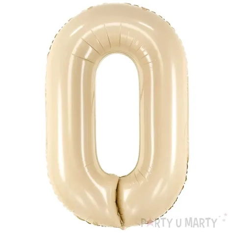 balon foliowy cyfra 0 pastel bezowy partydeco 34 dgt