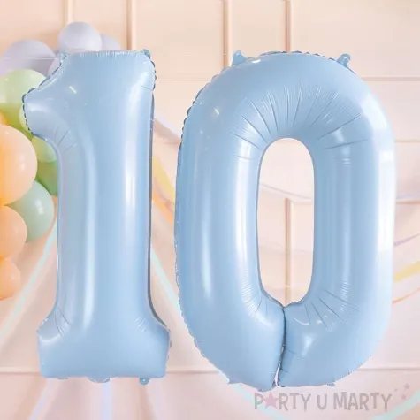 balon foliowy cyfra 0 pastel blekitny partydeco 34 dgt