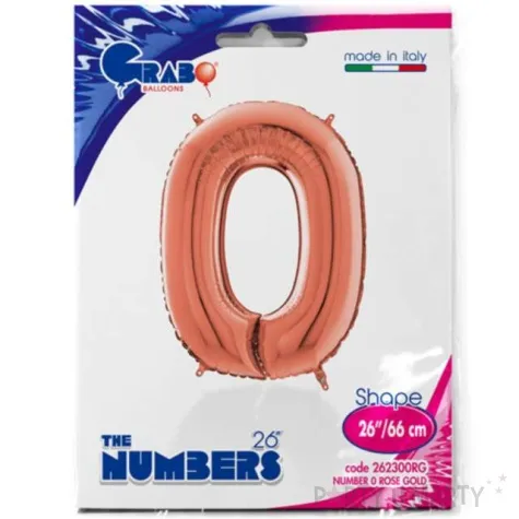 balon foliowy cyfra 0 rozowe zloto grabo 26 dgt