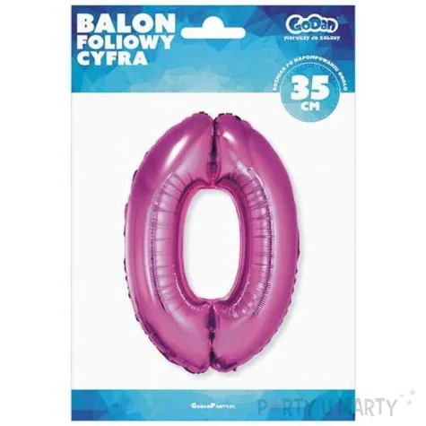 balon foliowy cyfra 0 rozowy godan 14 dgt