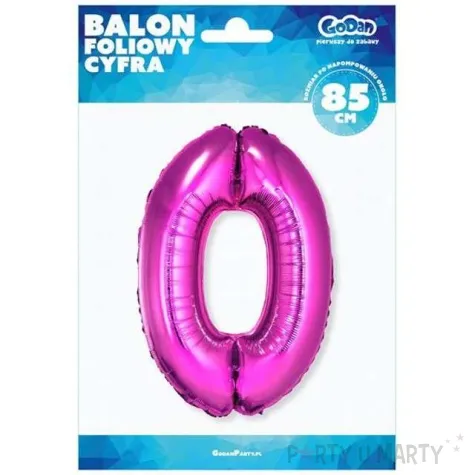 balon foliowy cyfra 0 rozowy godan 34 dgt