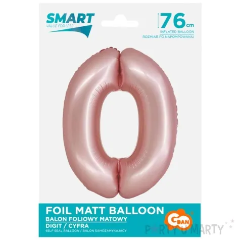 balon foliowy cyfra 0 rozowy matowy godan 30 dgt