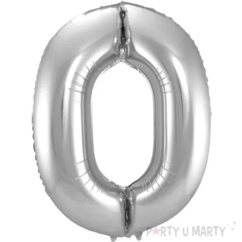 balon foliowy cyfra 0 srebrny folat 34 dgt