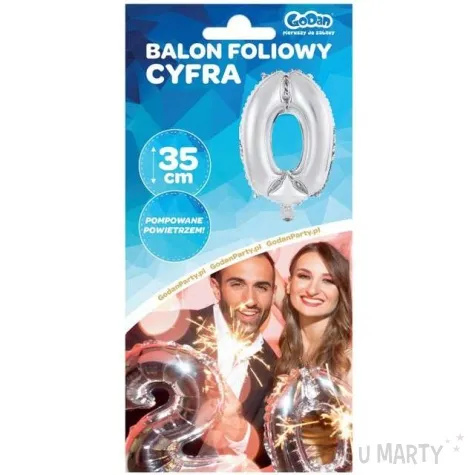 balon foliowy cyfra 0 srebrny godan 14 dgt