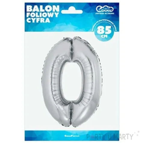 balon foliowy cyfra 0 srebrny godan 34 dgt