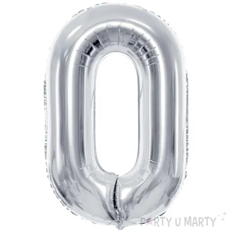 balon foliowy cyfra 0 srebrny partydeco 34 dgt