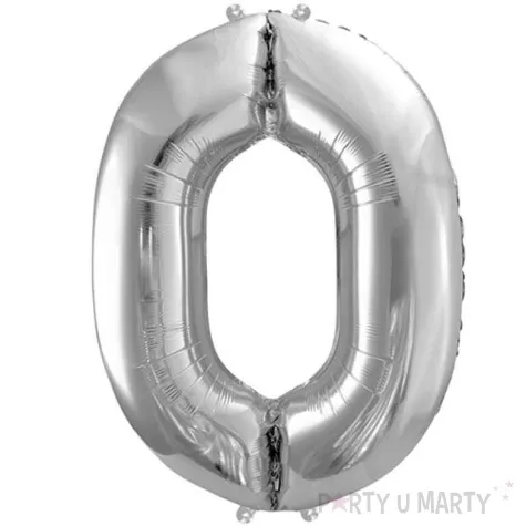 balon foliowy cyfra 0 srebrny partydeco 34 dgt