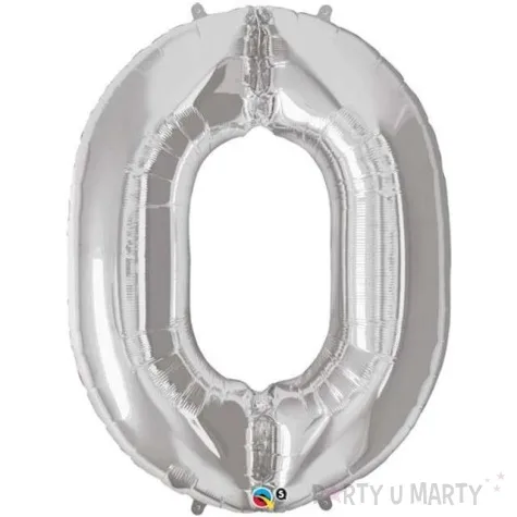 balon foliowy cyfra 0 srebrny qualatex 39 dgt