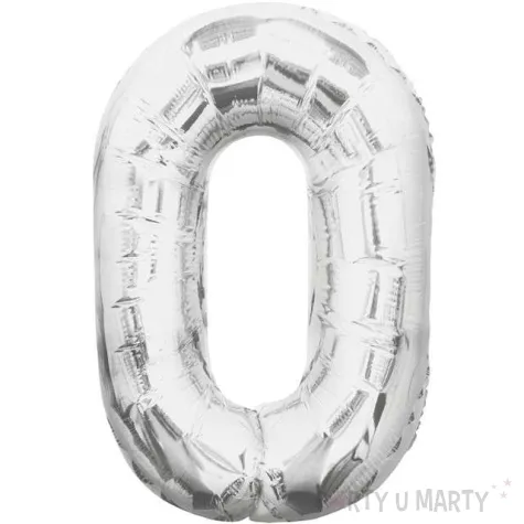 balon foliowy cyfra 0 srebrny unique 34 dgt