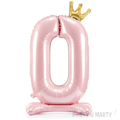 balon foliowy cyfra 0 stojaca rozowy partydeco 33 dgt