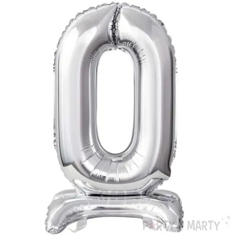 balon foliowy cyfra 0 stojaca srebrny godan 15 dgt