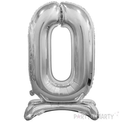 balon foliowy cyfra 0 stojaca srebrny godan 29 dgt