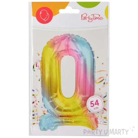 balon foliowy cyfra 0 stojaca teczowa arpex 16 dgt