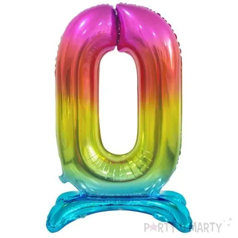 balon foliowy cyfra 0 stojaca teczowy godan 29 dgt