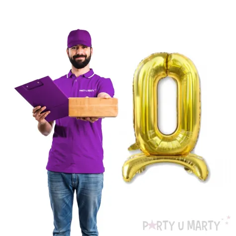 balon foliowy cyfra 0 stojaca zlota dekoracjepolska 30 dgt