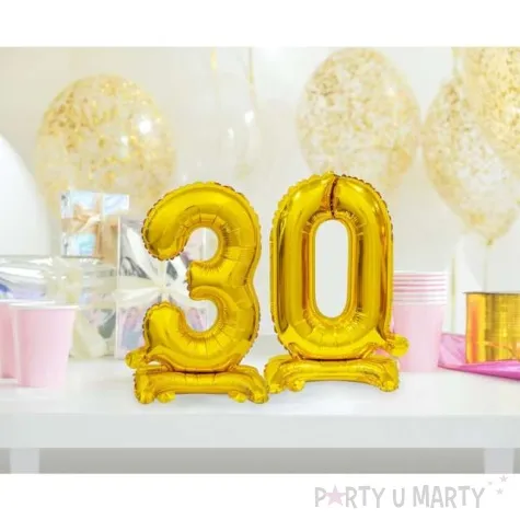 balon foliowy cyfra 0 stojaca zloty godan 15 dgt