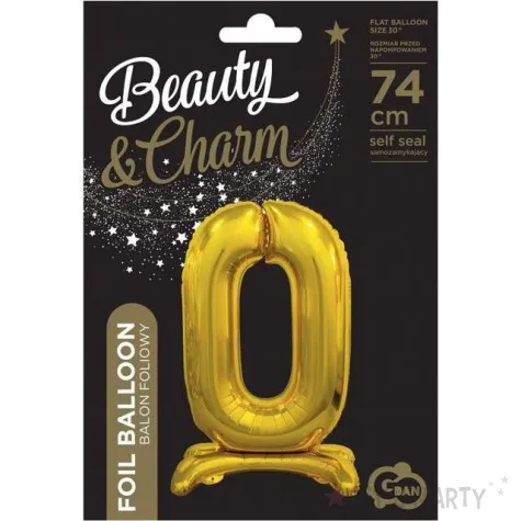 balon foliowy cyfra 0 stojaca zloty godan 29 dgt
