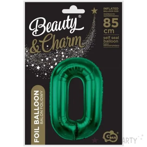 balon foliowy cyfra 0 zielony butelkowy godan 33 dgt