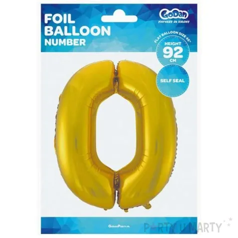 balon foliowy cyfra 0 zloty mat godan 45 dgt