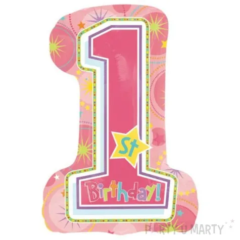balon foliowy cyfra 1 1st birthday rozowy amscan 28 dgt