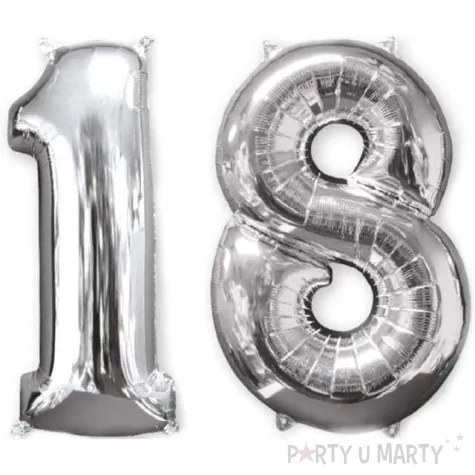 balon foliowy cyfra 1 8 18 urodziny 26 amscan srebrna