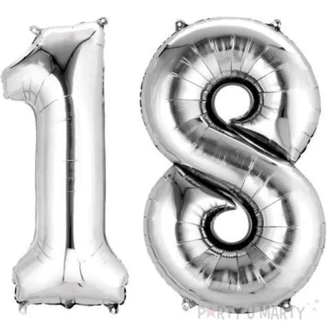 balon foliowy cyfra 1 8 18 urodziny 34 amscan srebrna