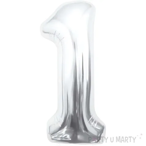 balon foliowy cyfra 1 beauty charm srebrny godan 33 dgt
