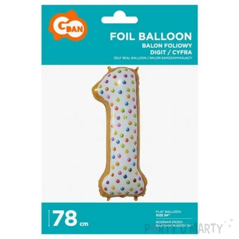 balon foliowy cyfra 1 ciasteczko godan 31 dgt