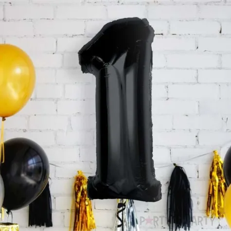balon foliowy cyfra 1 czarny godan 36 dgt
